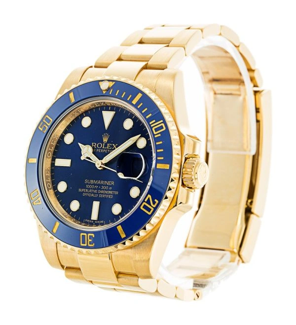Sleek Rolex Submariner Blue Dial Gold 116618LB 343