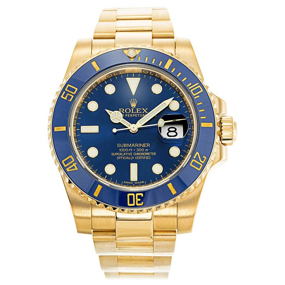 Sleek Rolex Submariner Blue Dial Gold 116618LB 343